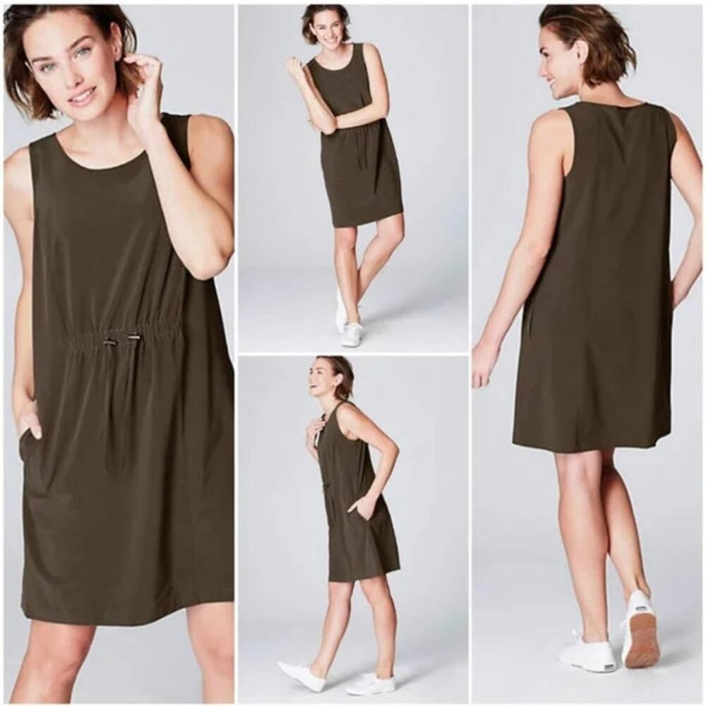 J.Jill Fit Olive Green Pullover On the Go Knee Length Athleisure Dress Women's L